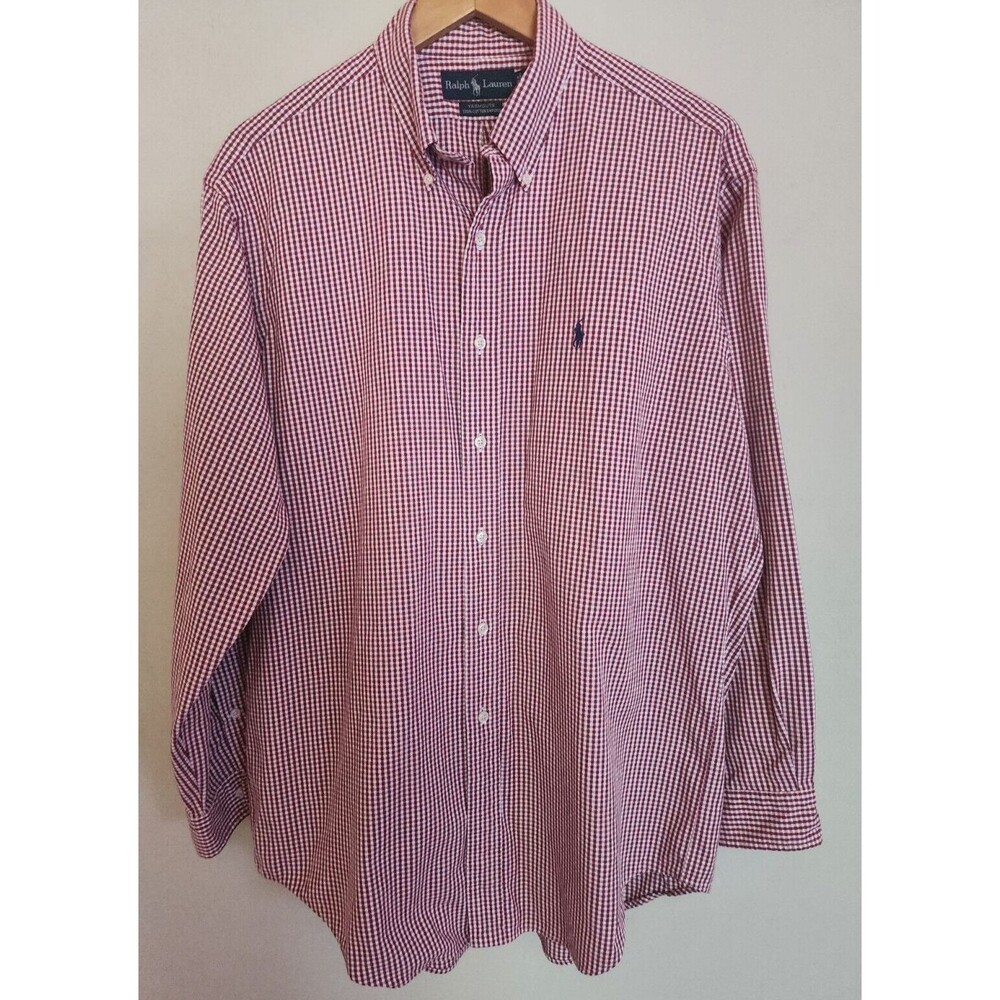 Ralph Lauren Yarmouth Men's 16.5-34/35 Long Sleeve Red Checker Button Down Shirt